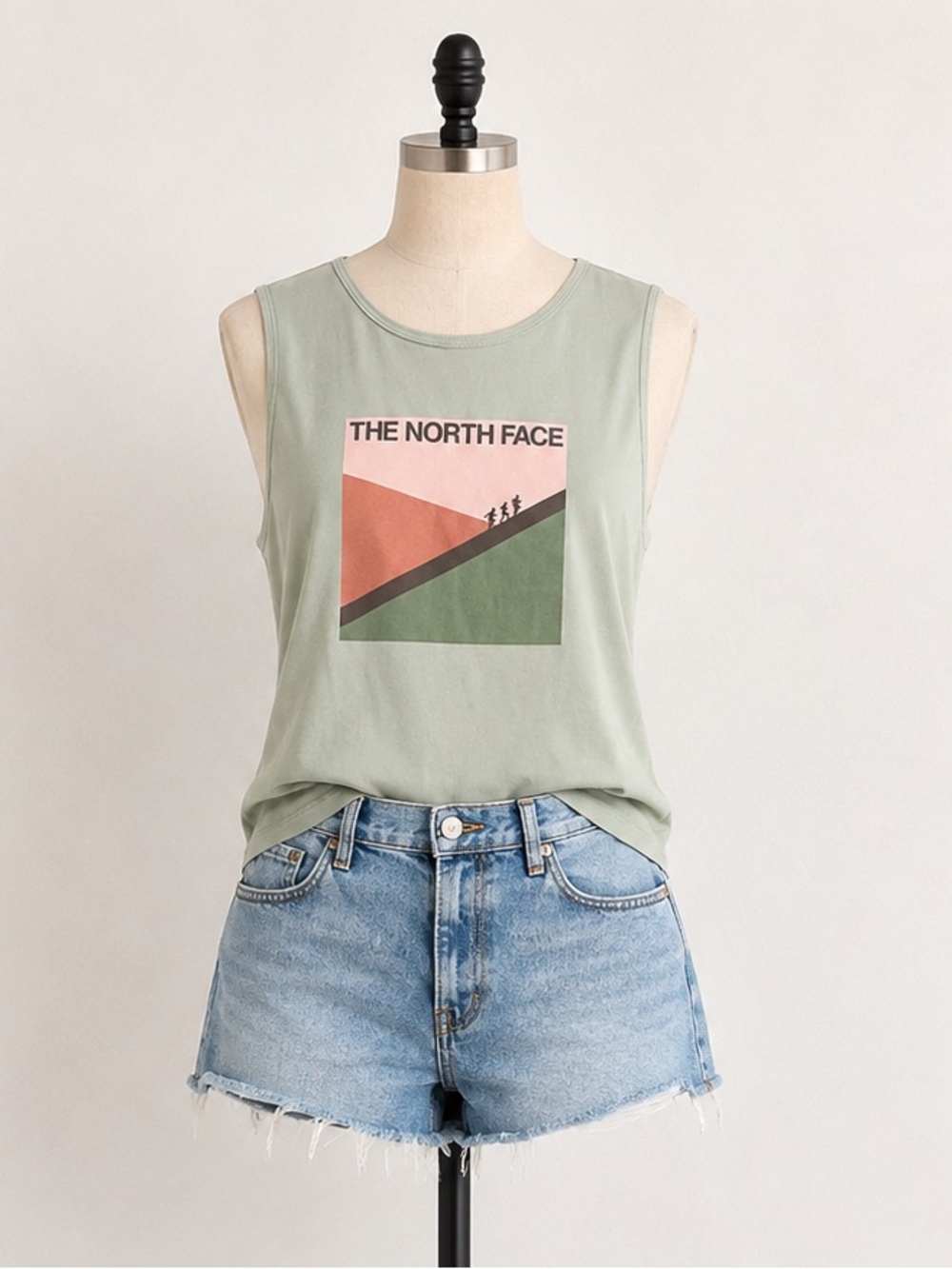 The North Face Foundation Graphic Tank Top Women's Large Sage Green Sleeveless